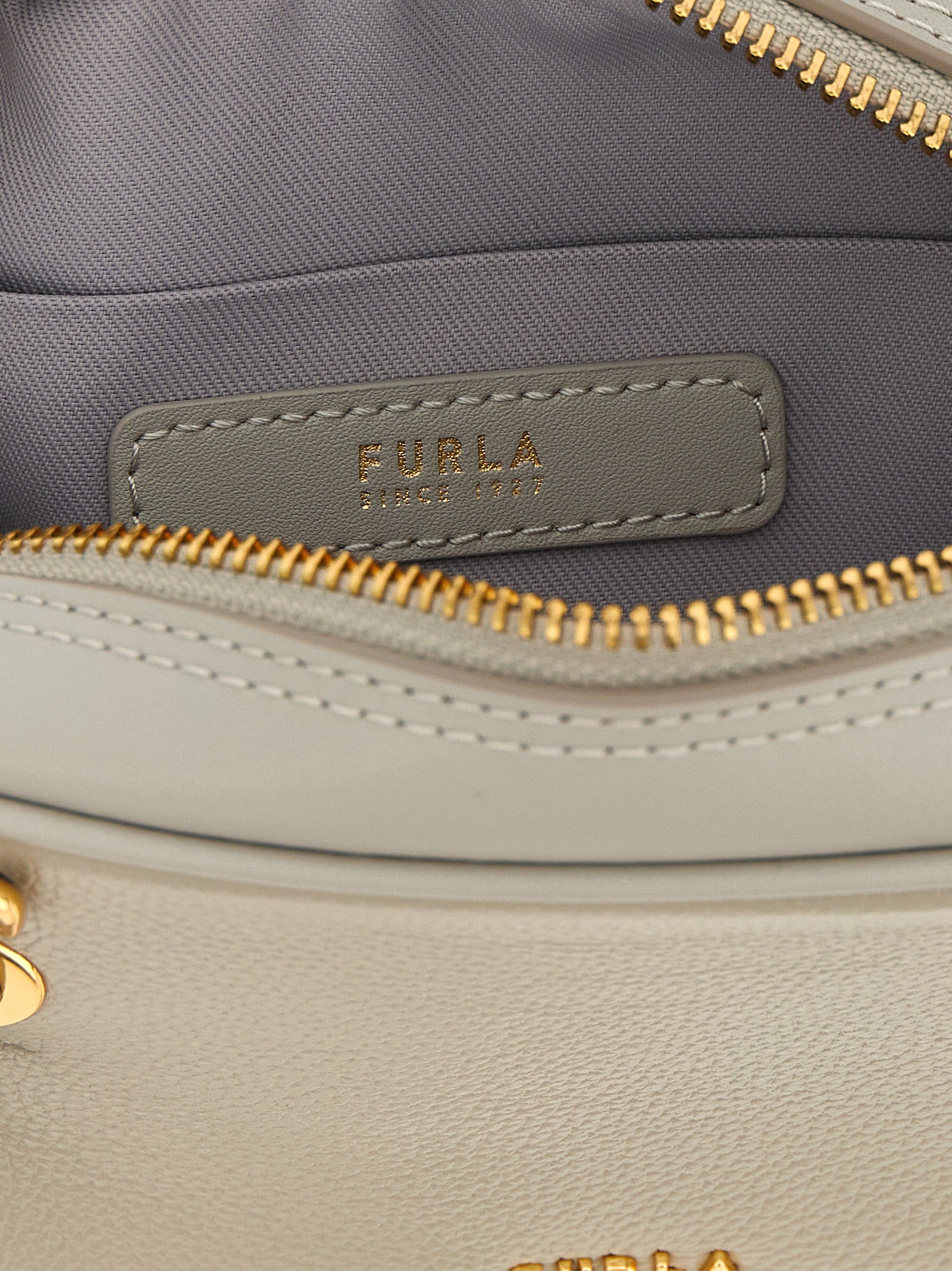 Furla Graue Kalbsleder-Handtasche