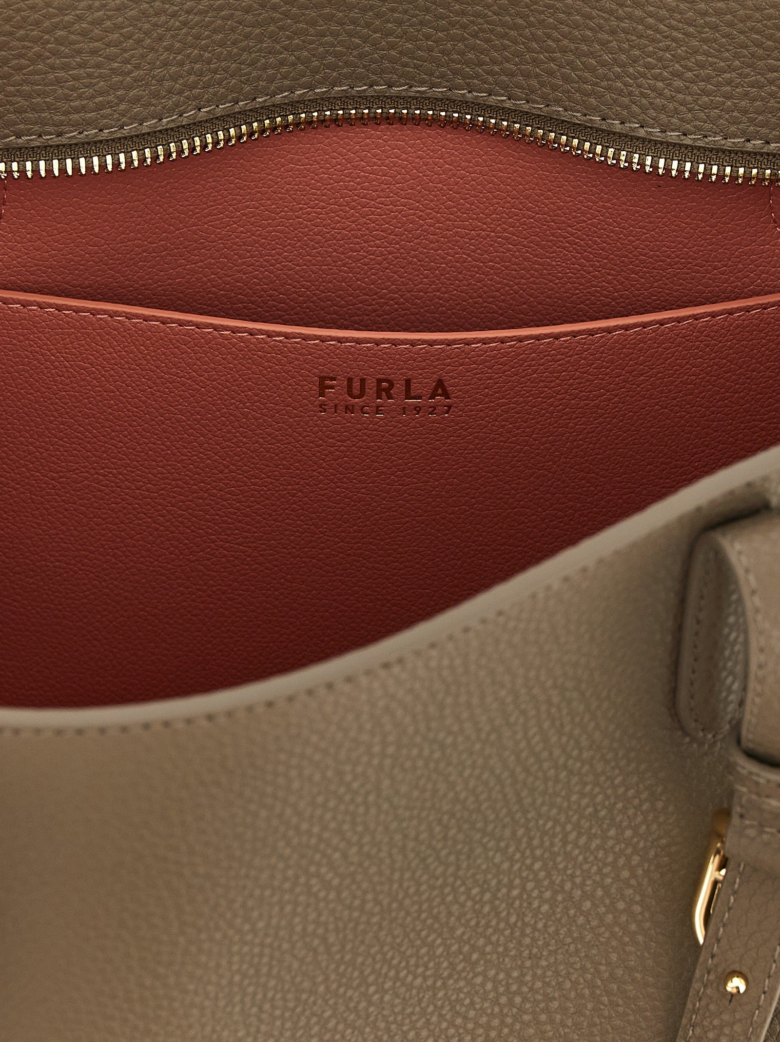 Furla Graue Kalbsleder-Tote Bag