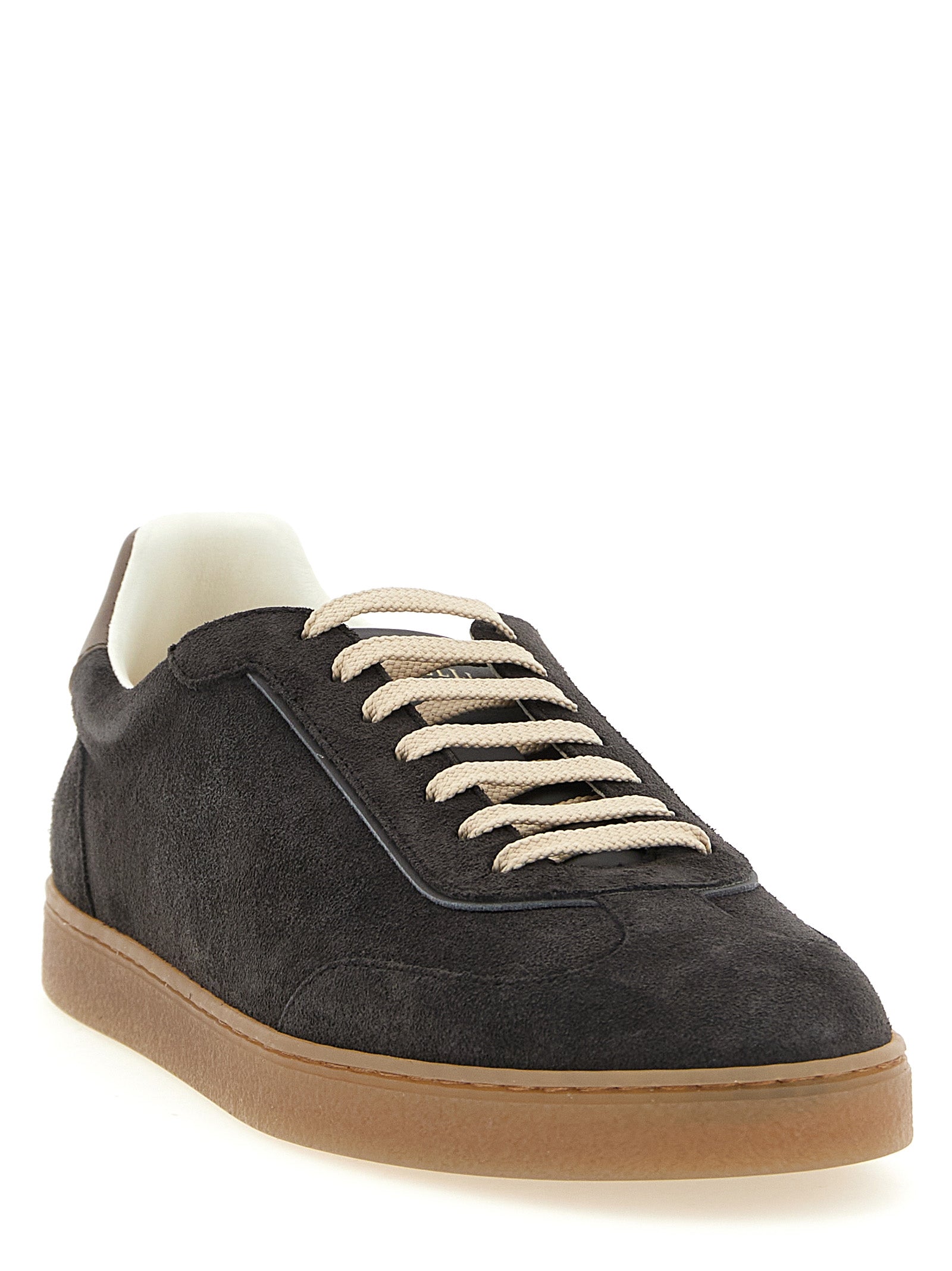 Brunello Cucinelli Graue Kalbsleder Low-Top-Sneaker