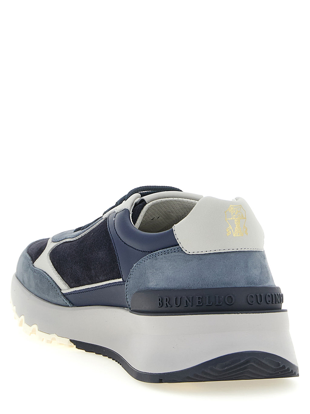 Brunello Cucinelli Blaue Sneaker aus Kalbsleder im Athletic-Stil
