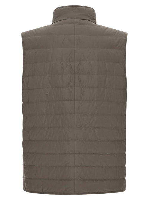 Brunello Cucinelli Ärmellose Zweifarbige Polyesterjacke