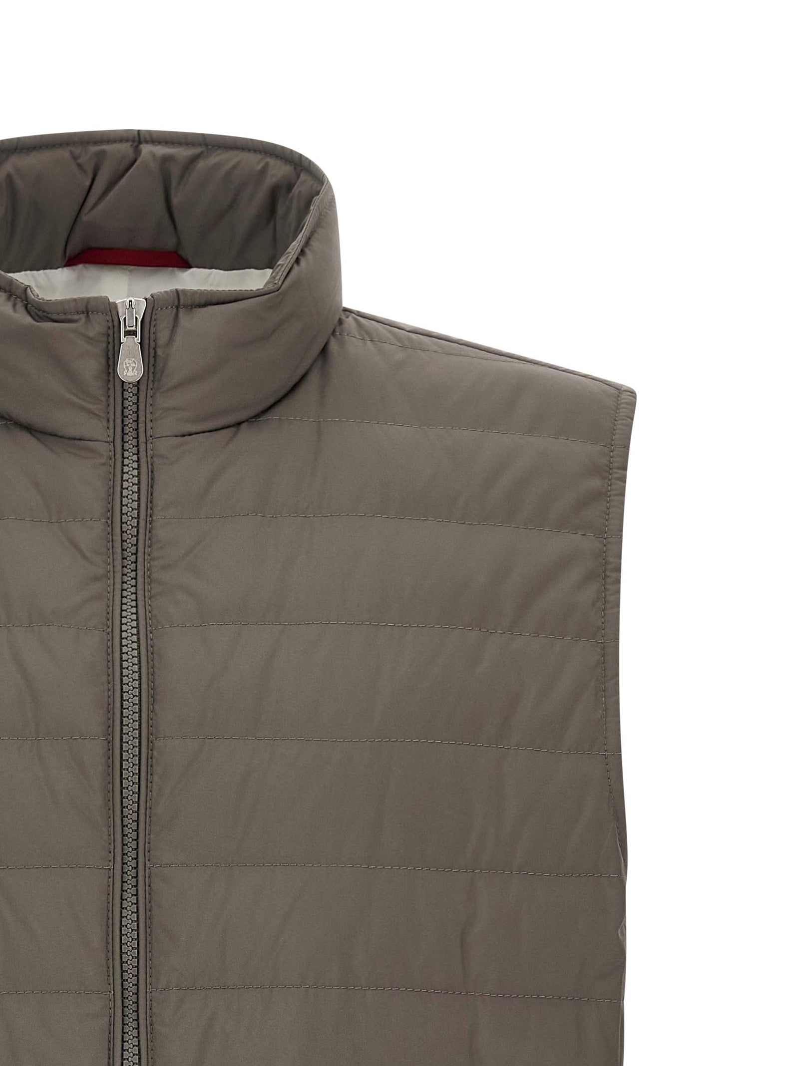 Brunello Cucinelli Ärmellose Zweifarbige Polyesterjacke