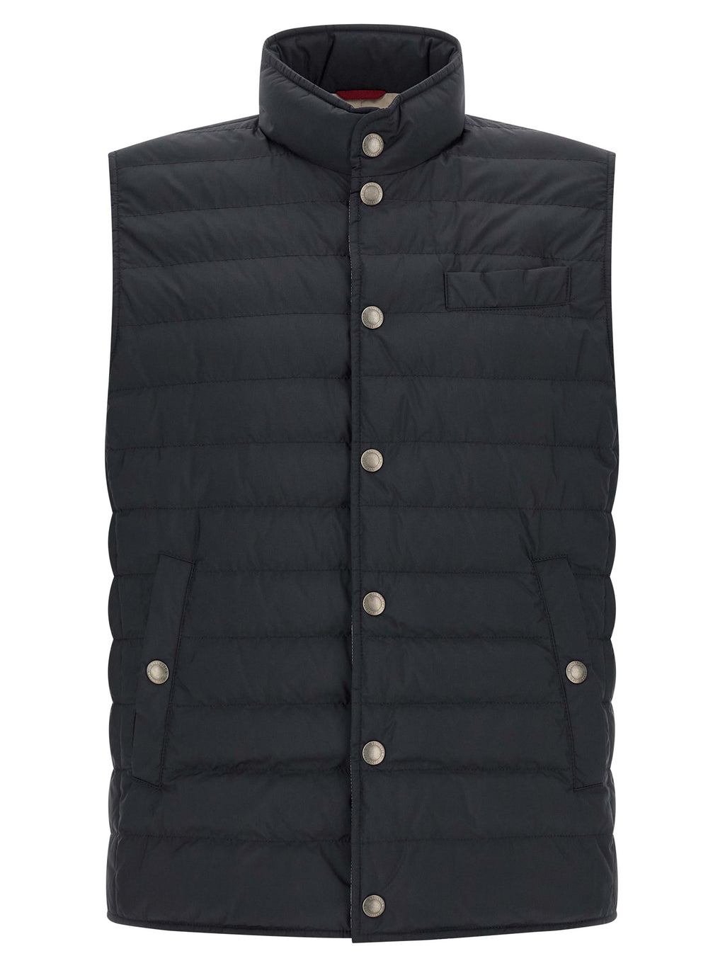 Brunello Cucinelli Ärmellose blaue Jacke aus Polyester