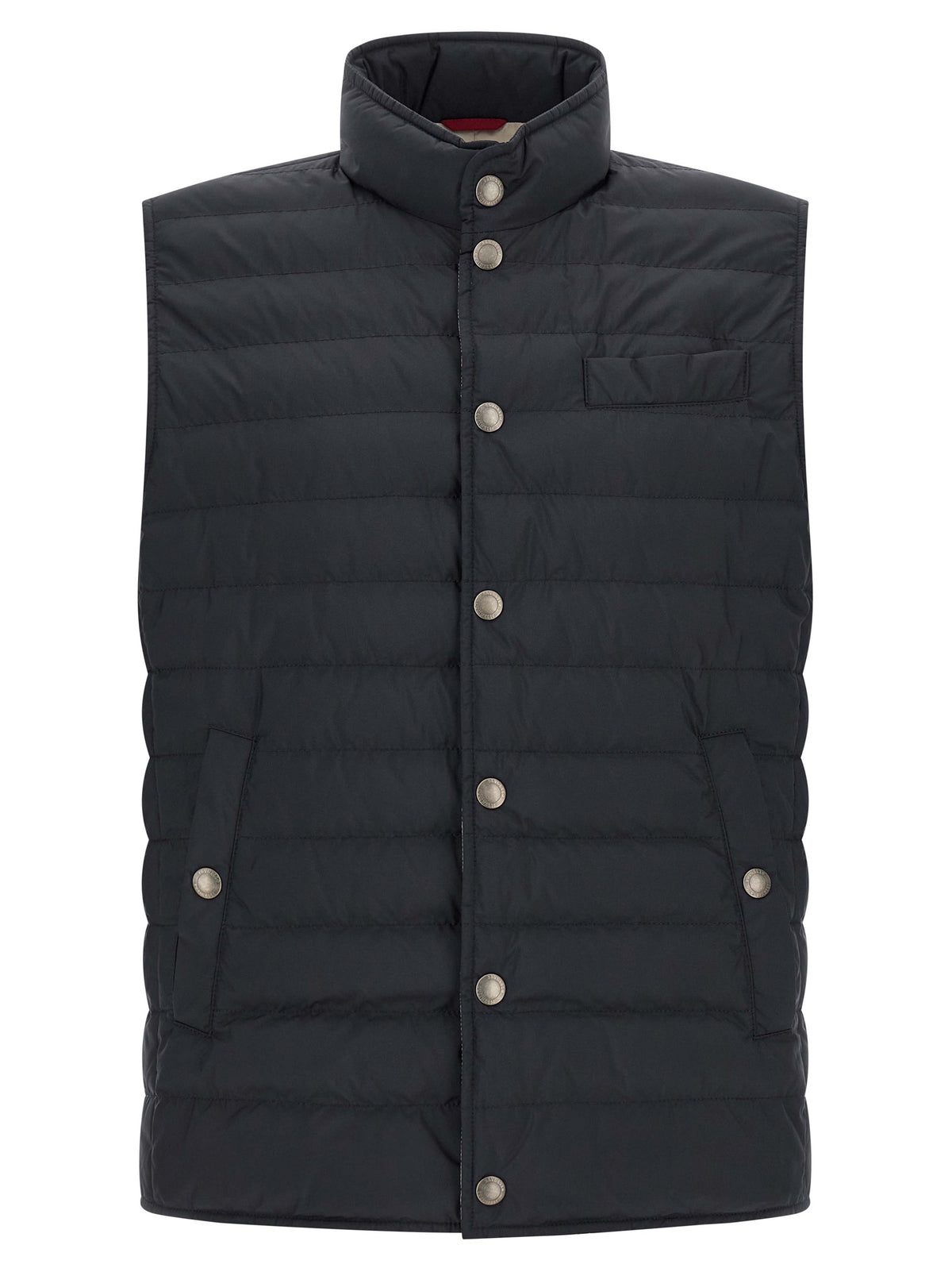 Brunello Cucinelli Ärmellose blaue Jacke aus Polyester