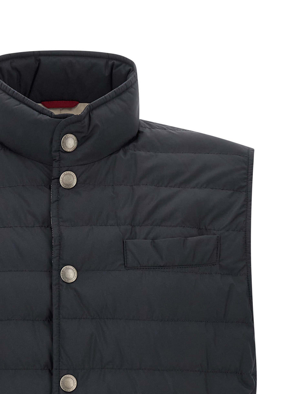 Brunello Cucinelli Ärmellose blaue Jacke aus Polyester