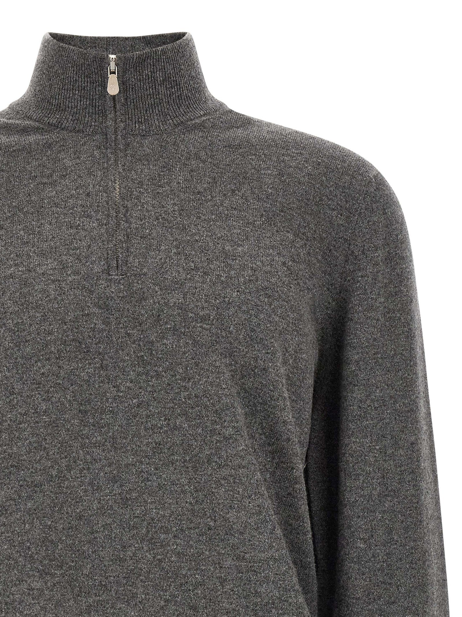 Brunello Cucinelli Grauer Kaschmir-Strickjacke