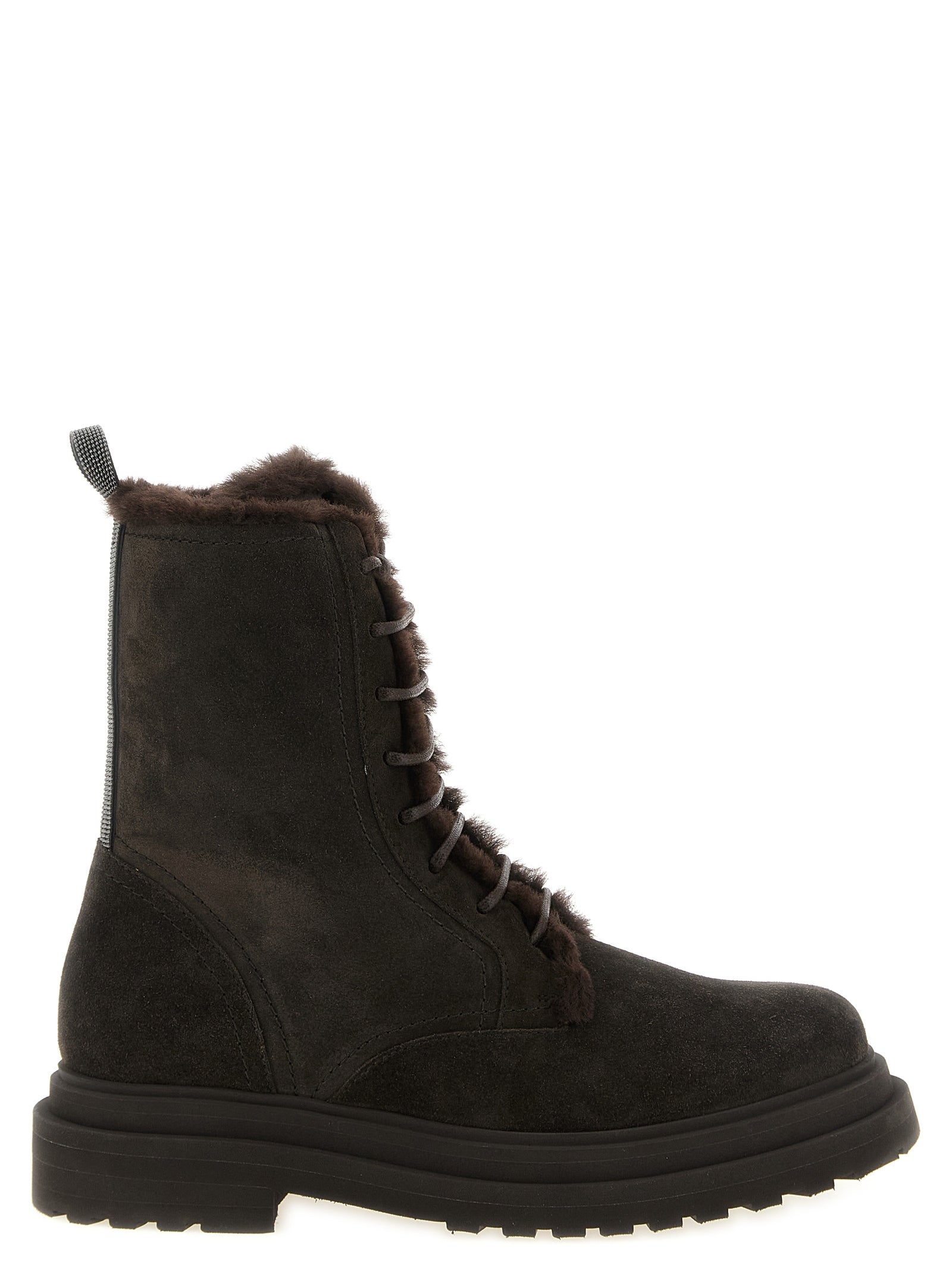 Brunello Cucinelli Braune Schnürstiefel aus Kalbsleder