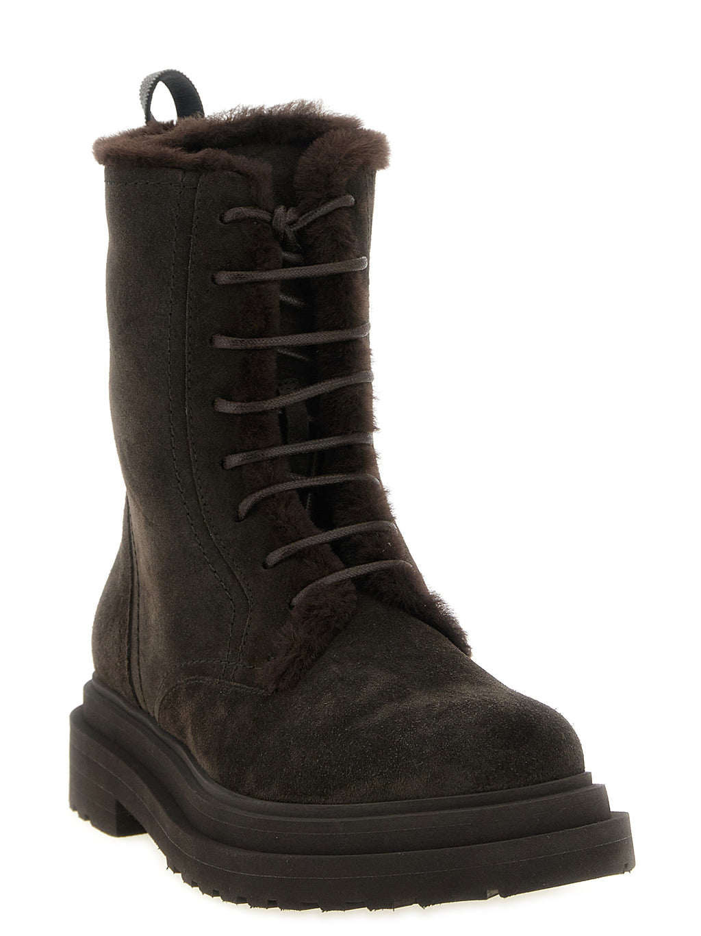 Brunello Cucinelli Braune Schnürstiefel aus Kalbsleder