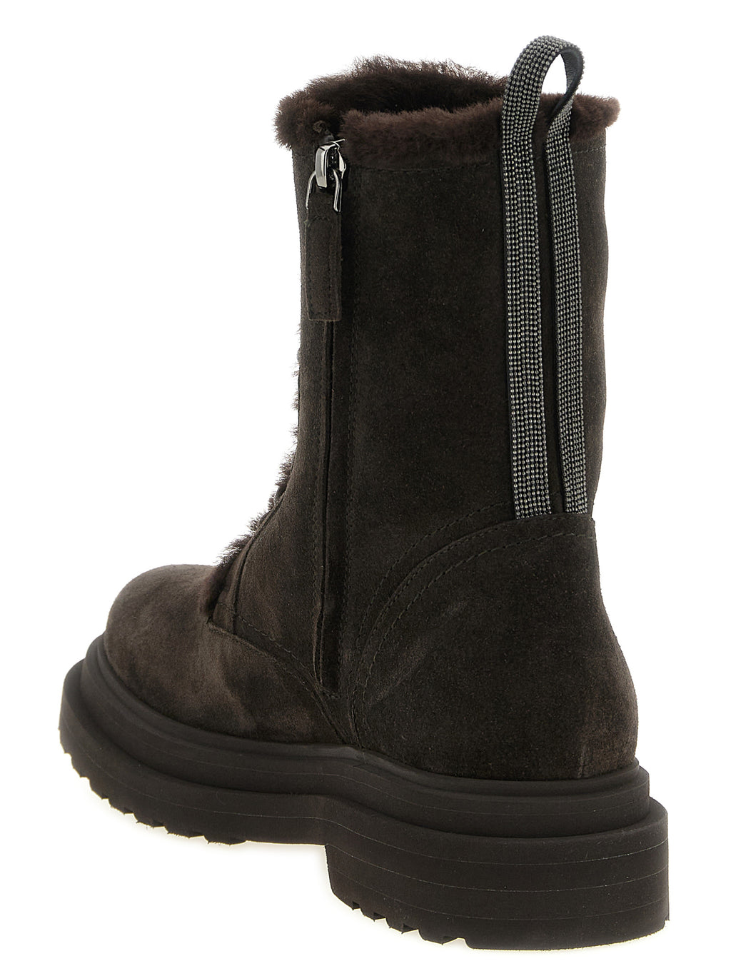 Brunello Cucinelli Braune Schnürstiefel aus Kalbsleder