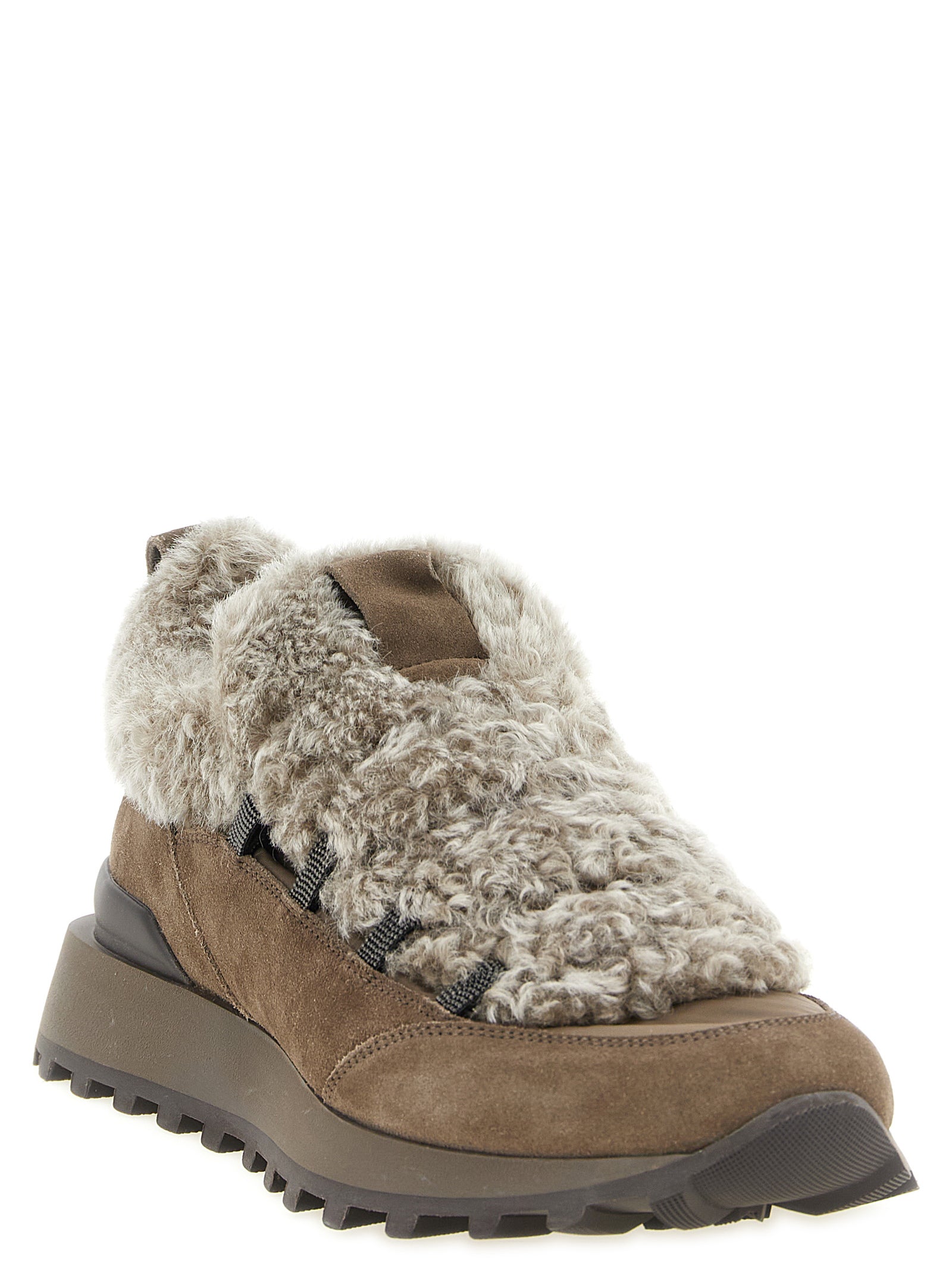 Brunello Cucinelli Braune Kalbsleder Chunky Sneaker