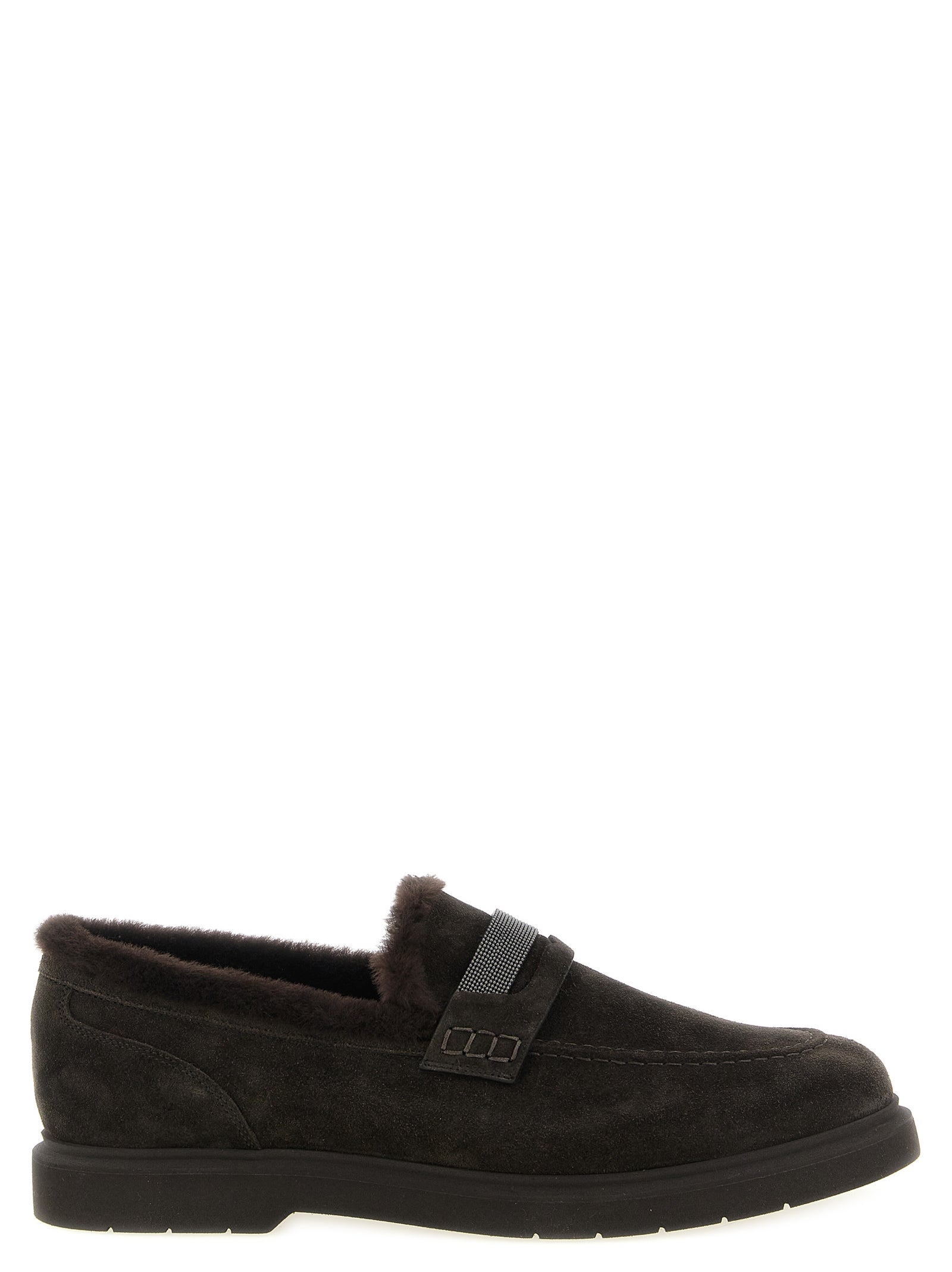 Brunello Cucinelli Braune Kalbsleder-Slipper