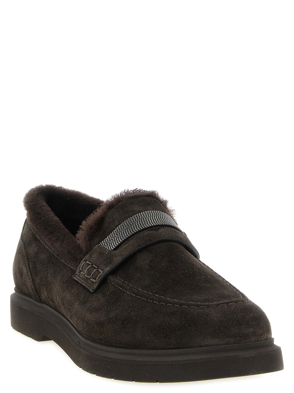 Brunello Cucinelli Braune Kalbsleder-Slipper