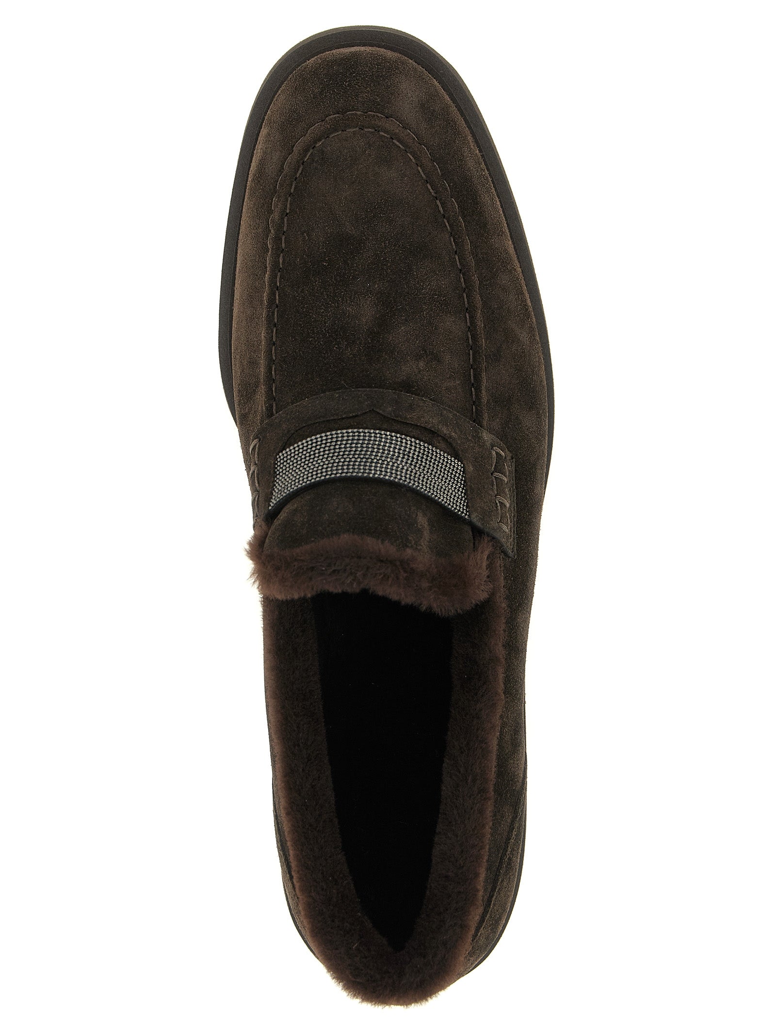 Brunello Cucinelli Braune Kalbsleder-Slipper