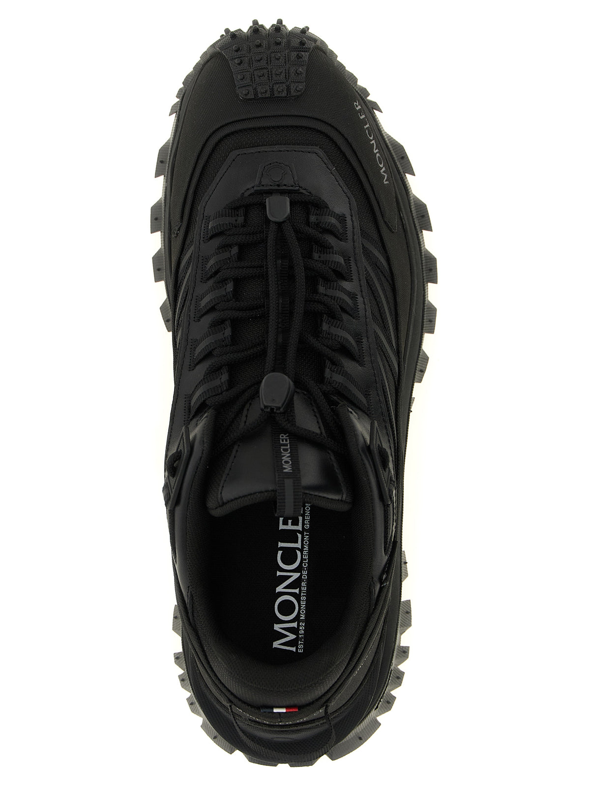 Moncler Schwarze Leder-Sneaker im Athletic-Stil