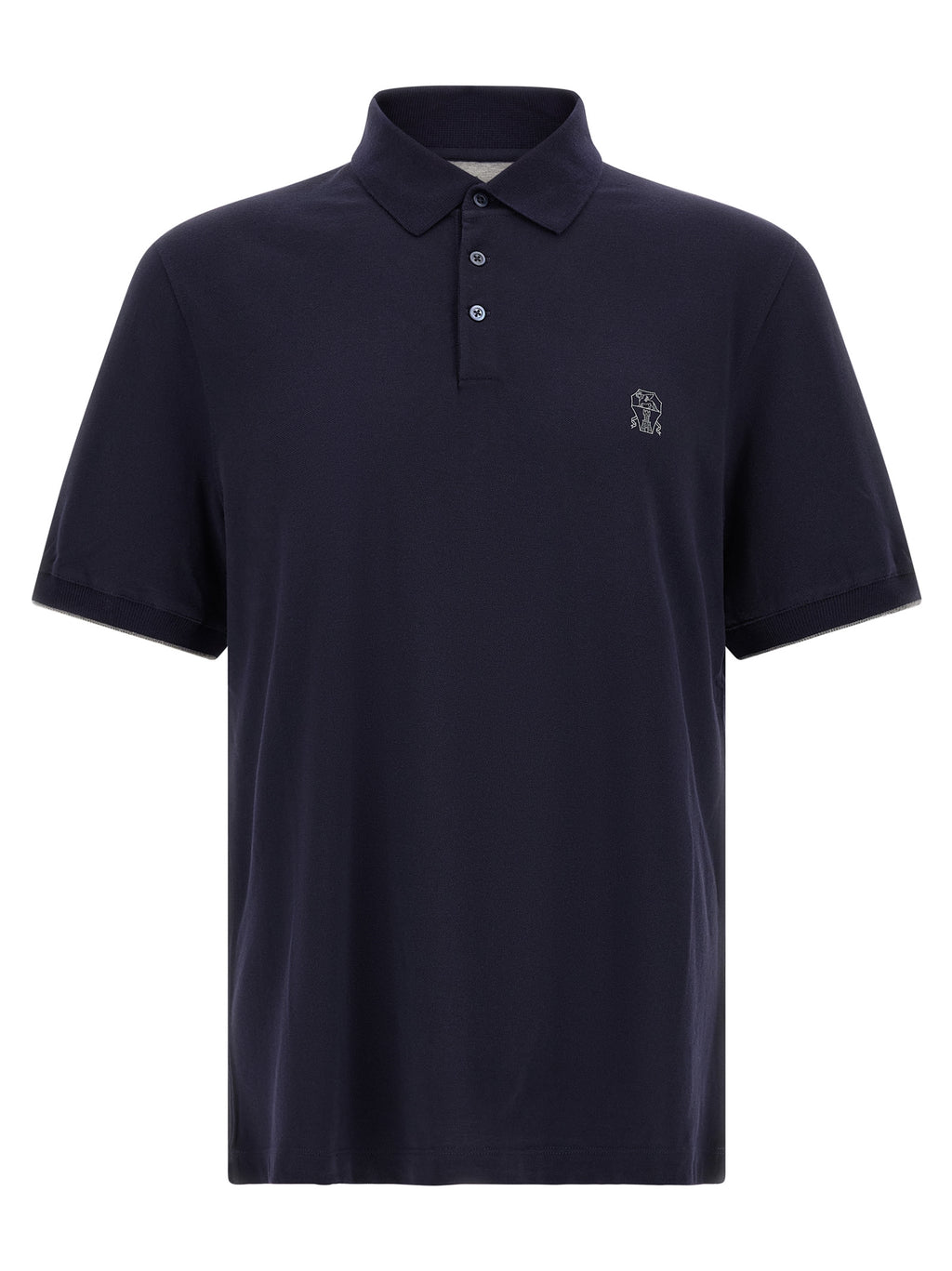 Brunello Cucinelli Blaues Baumwoll-Polohemd