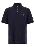 Brunello Cucinelli Blaues Baumwoll-Polohemd