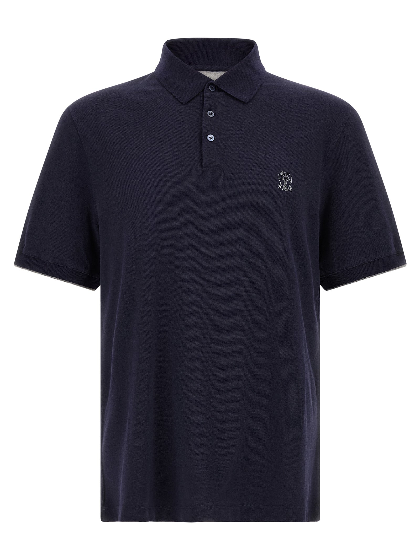 Brunello Cucinelli Blaues Baumwoll-Polohemd