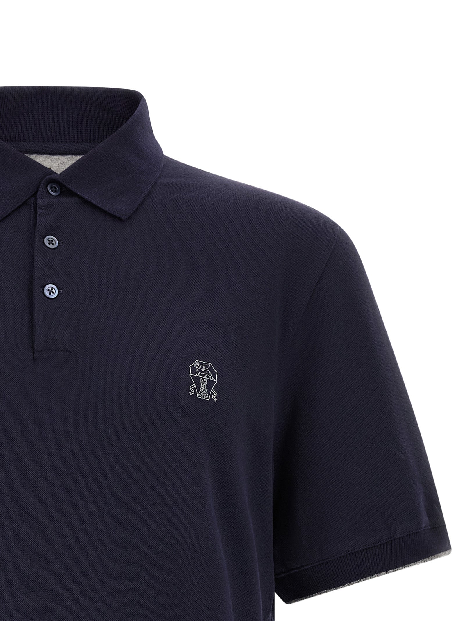 Brunello Cucinelli Blaues Baumwoll-Polohemd