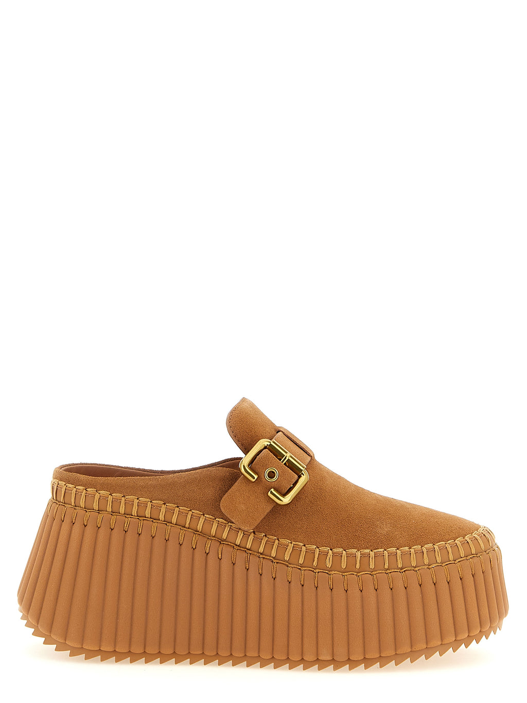Chloé Keilabsatz-Sandalen aus beigem Kalbsleder