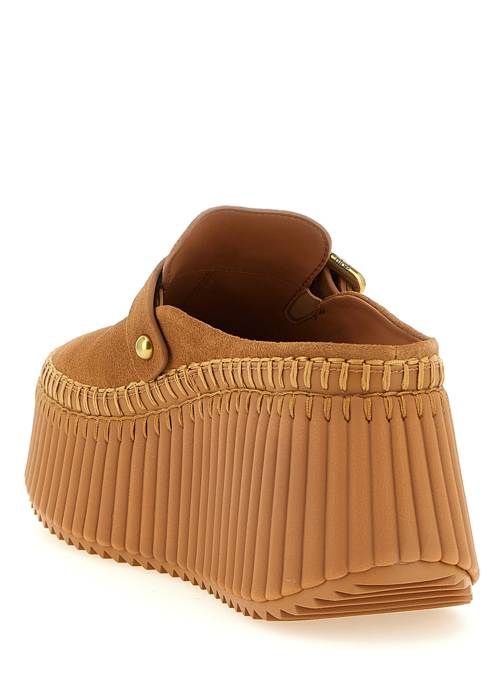 Chloé Keilabsatz-Sandalen aus beigem Kalbsleder