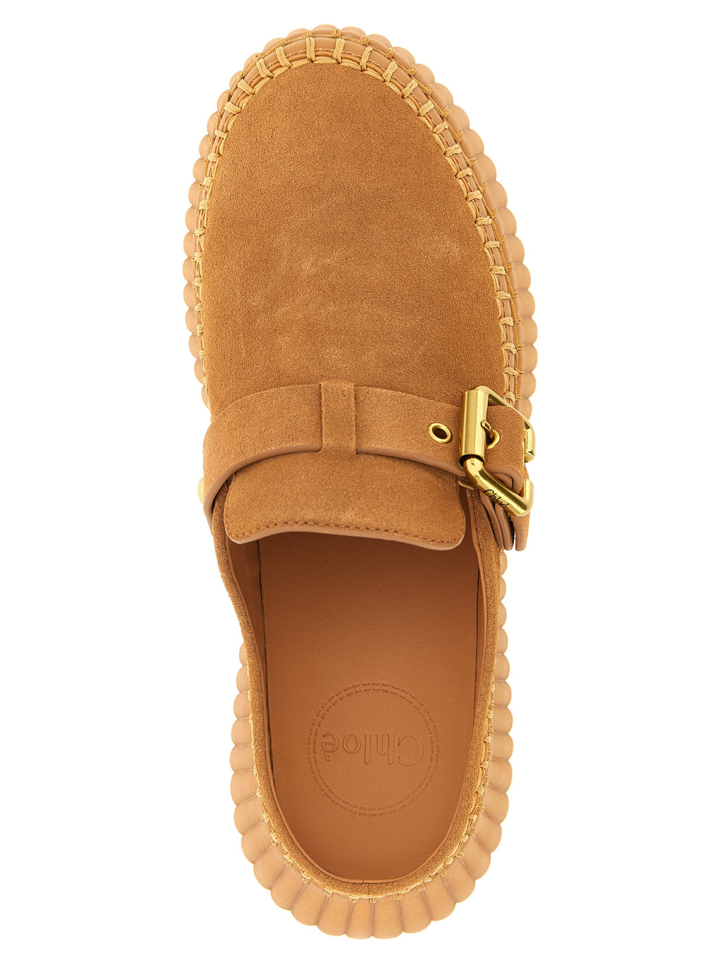 Chloé Keilabsatz-Sandalen aus beigem Kalbsleder