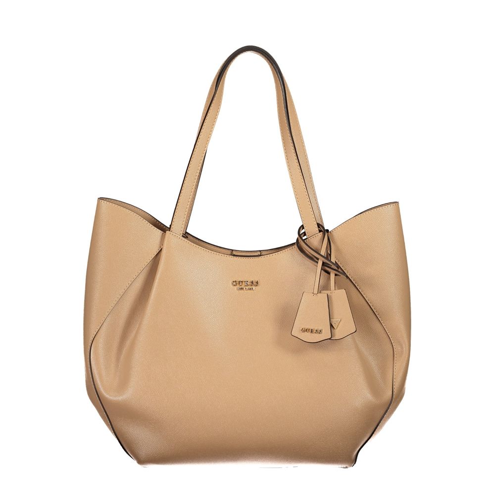 Guess Damenhandtasche aus beigem Polyurethan mit Schulterhenkeln – Stilvoll & Elegant.