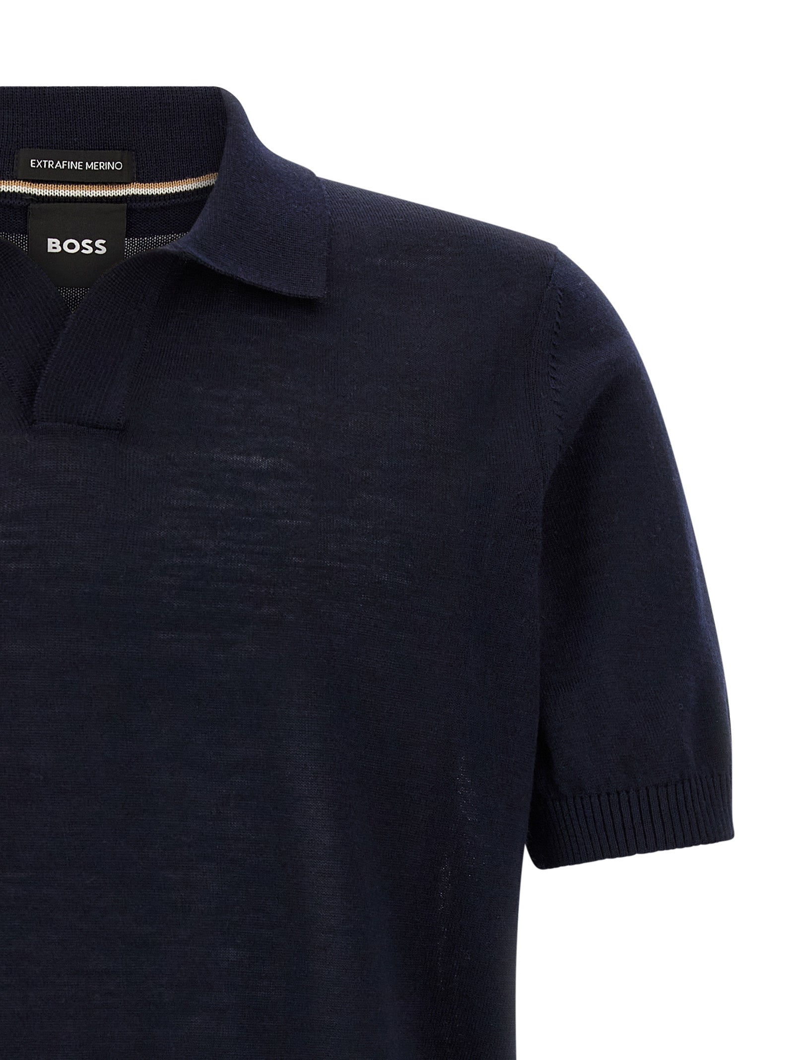 Hugo Boss Blaues Poloshirt aus reiner Schurwolle