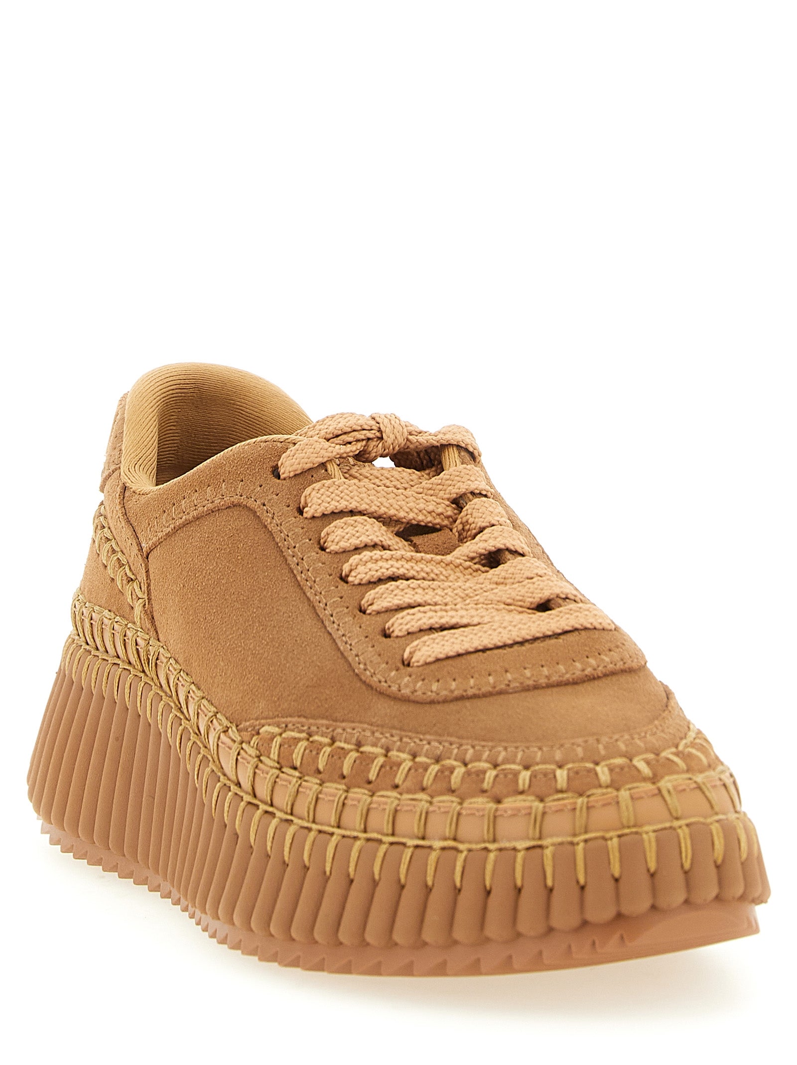 Chloé Beige Polyester Plateau-Sneaker