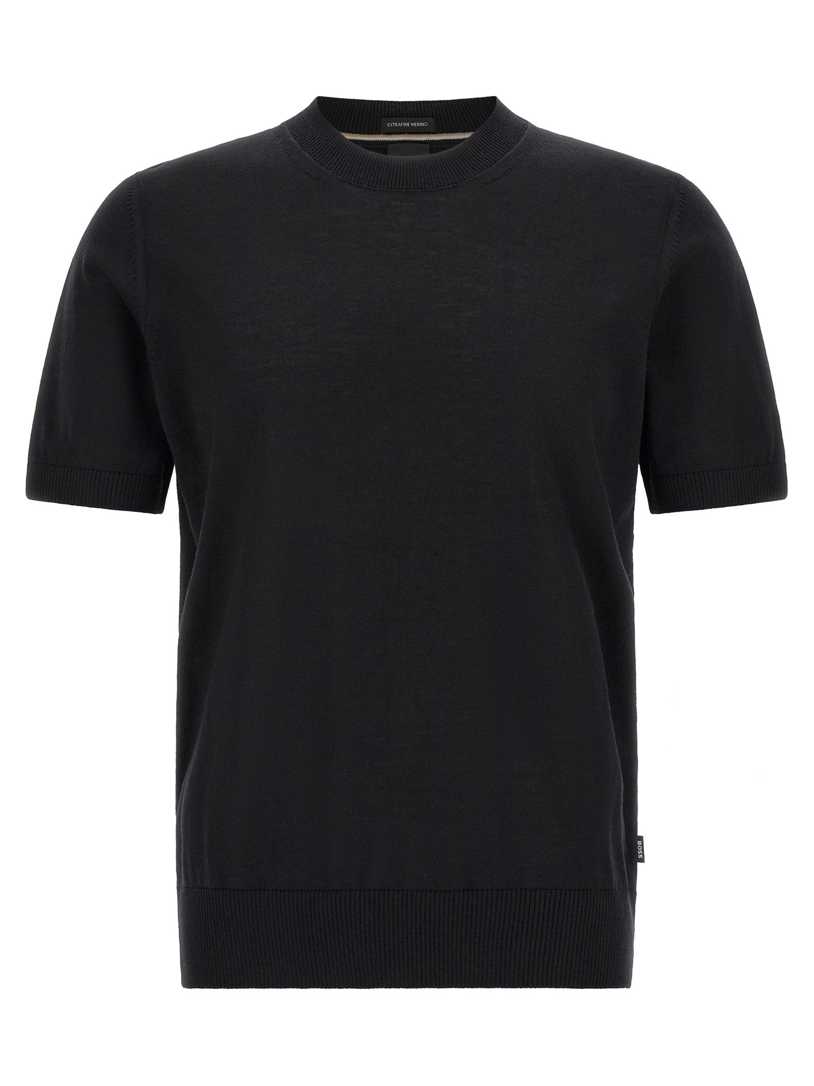 Hugo Boss Schwarzes T-Shirt aus reiner Schurwolle