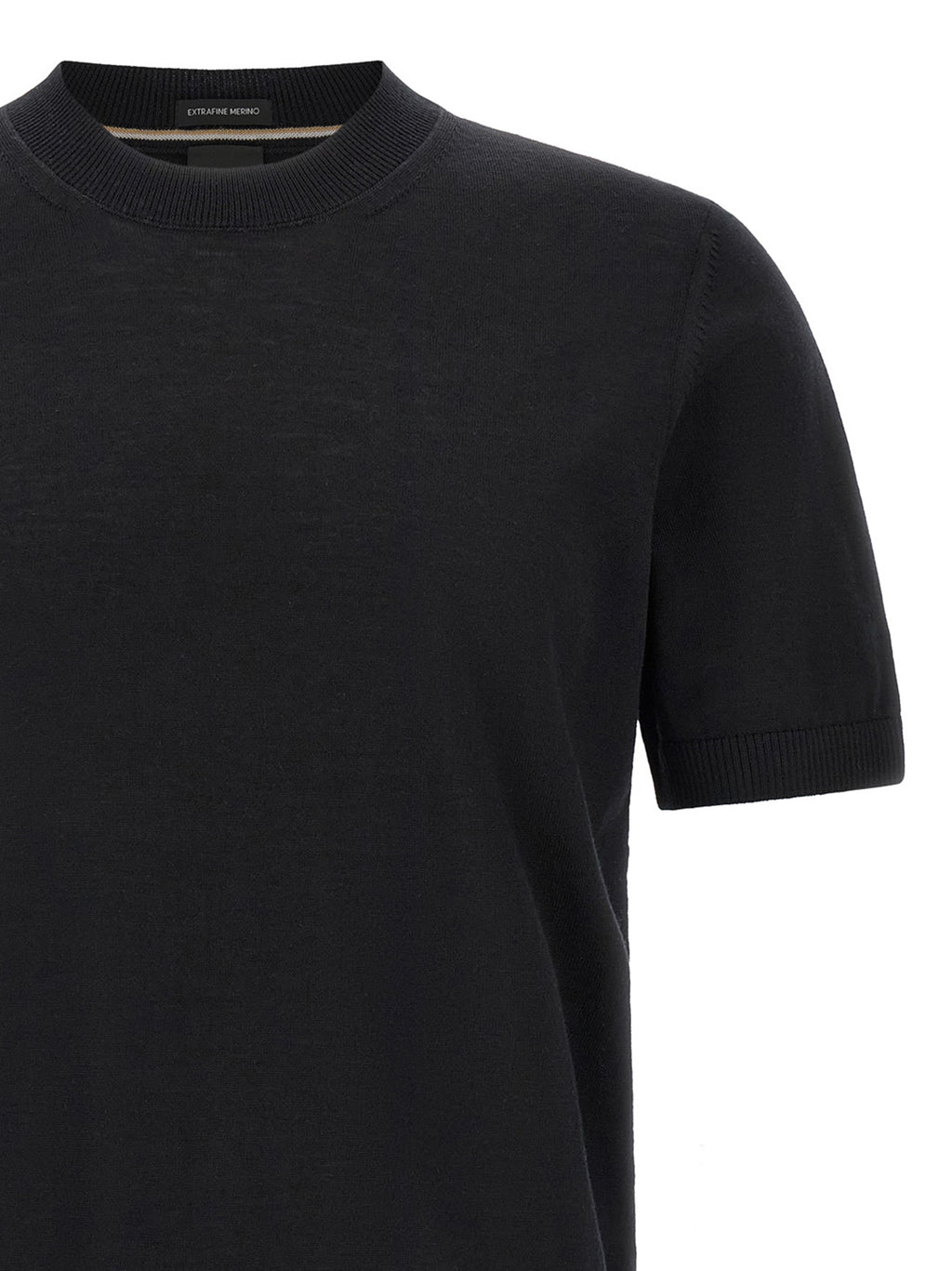Hugo Boss Schwarzes T-Shirt aus reiner Schurwolle