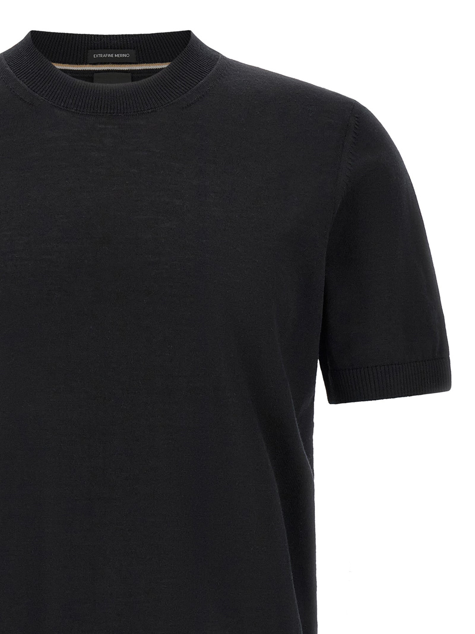 Hugo Boss Schwarzes T-Shirt aus reiner Schurwolle
