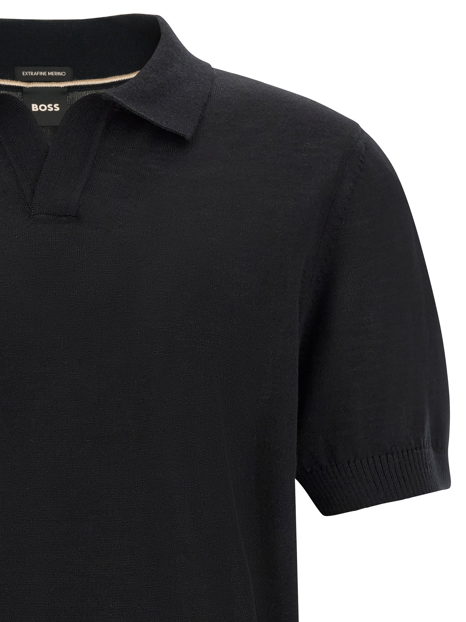 Hugo Boss Schwarzes Poloshirt aus reiner Schurwolle