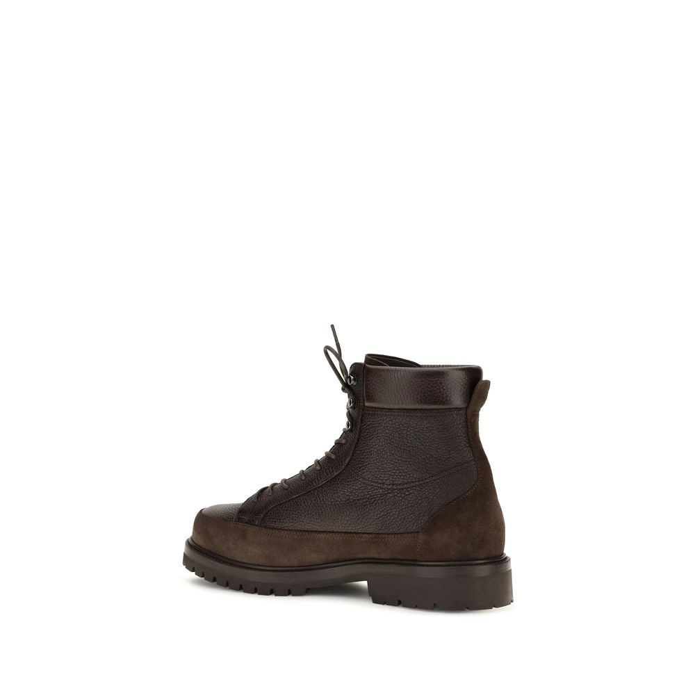 Brunello Cucinelli Braune Schnürstiefel aus Hirschleder