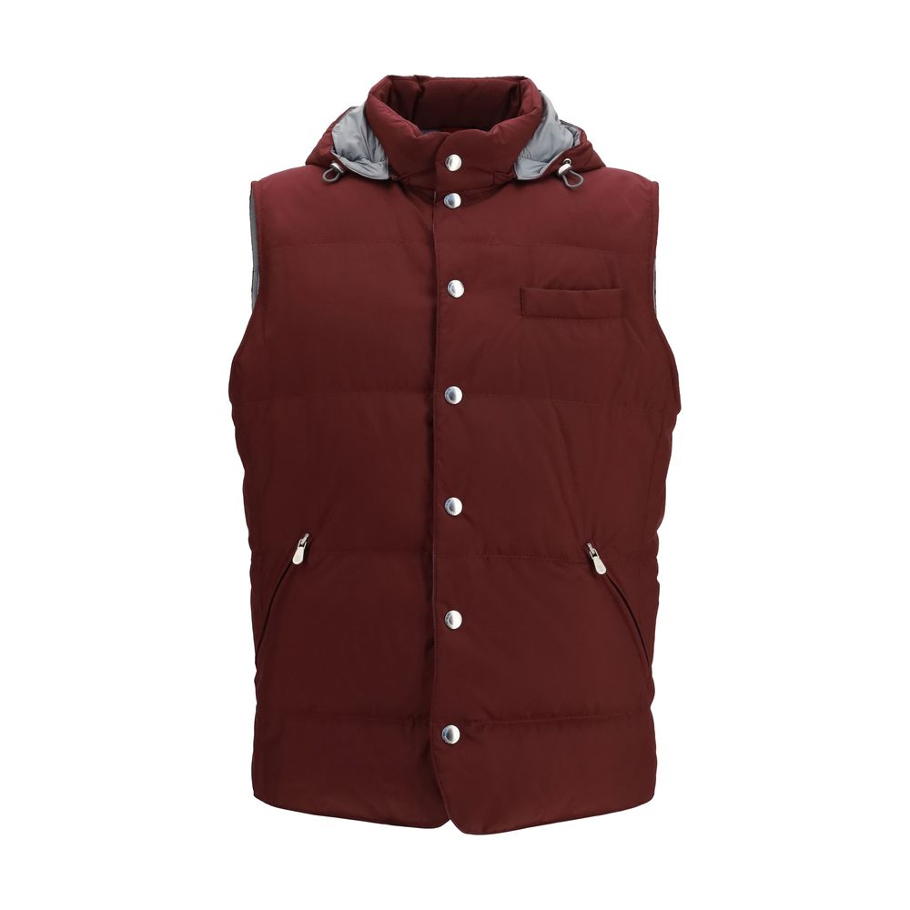 Brunello Cucinelli Ärmellose Jacke in Bordeaux aus Polyester