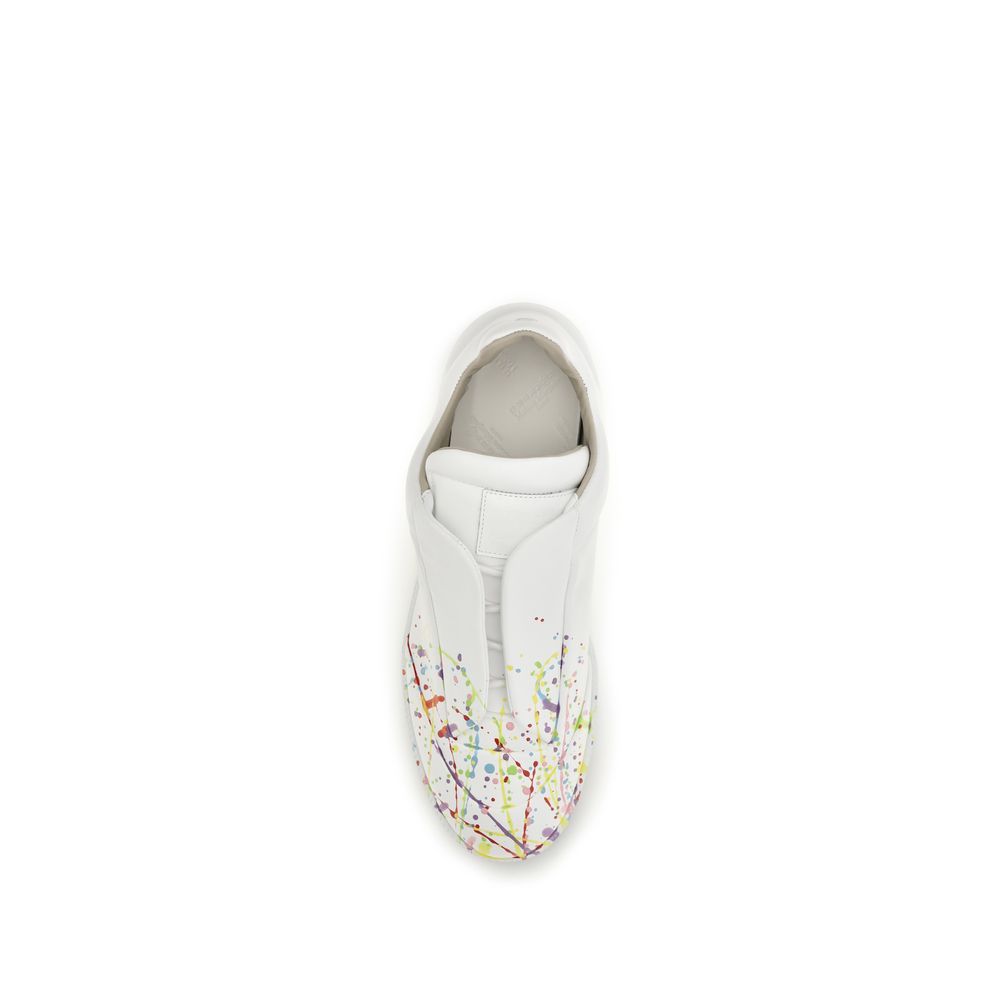Maison Margiela Weiße Low-Top-Sneaker aus Kalbsleder Bos Taurus