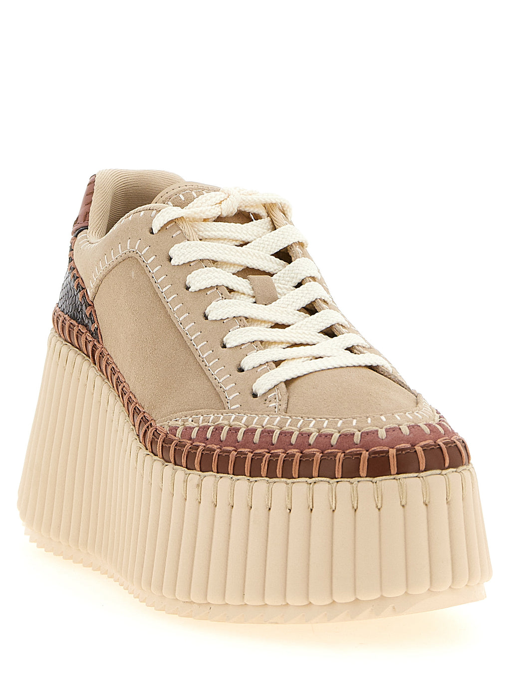 Chloé Beige Polyester Keilabsatz-Sandalen