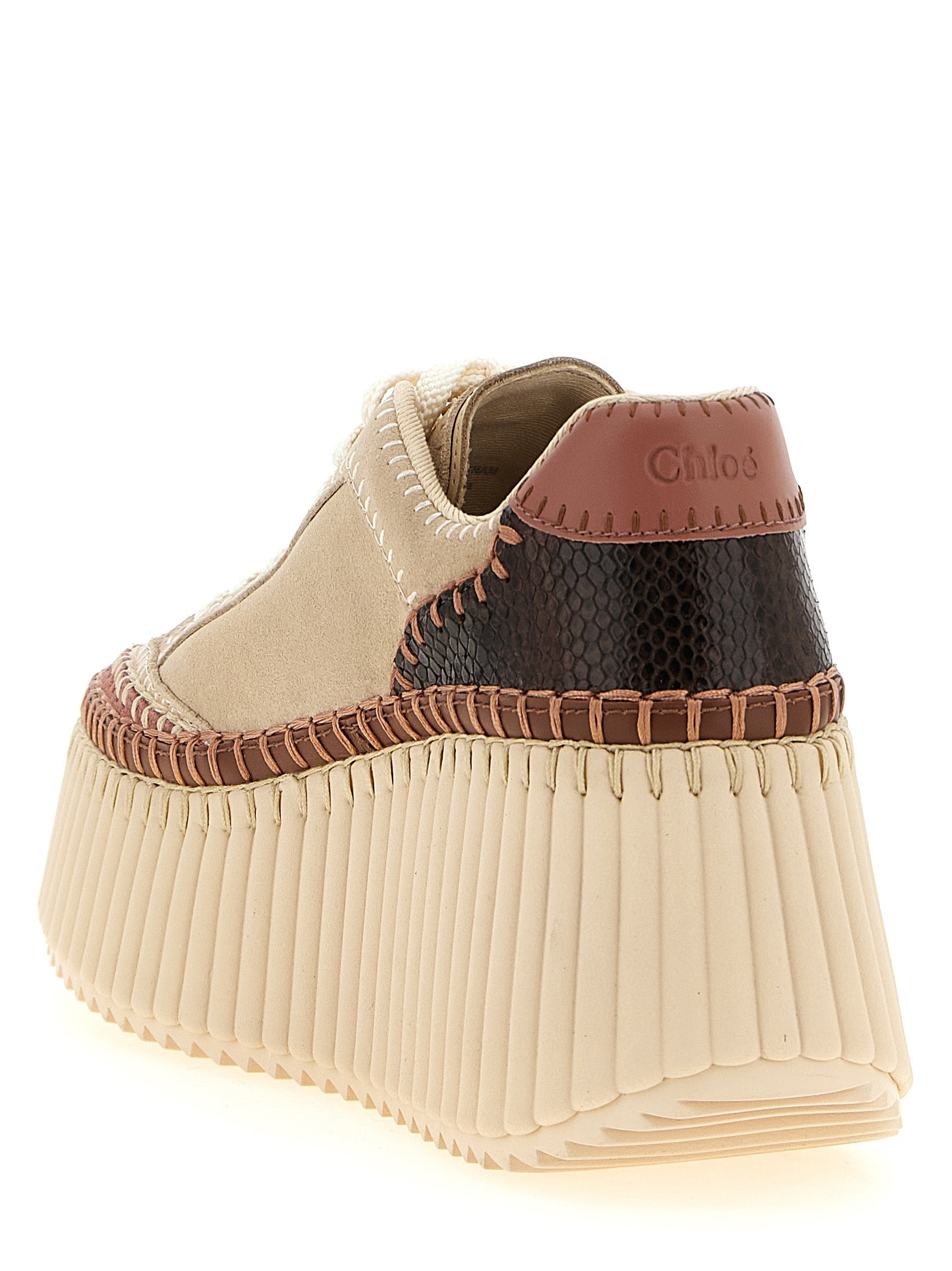 Chloé Beige Polyester Keilabsatz-Sandalen