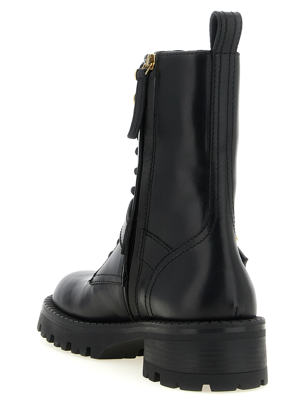 Versace Schwarze Schnürstiefel aus Kalbsleder