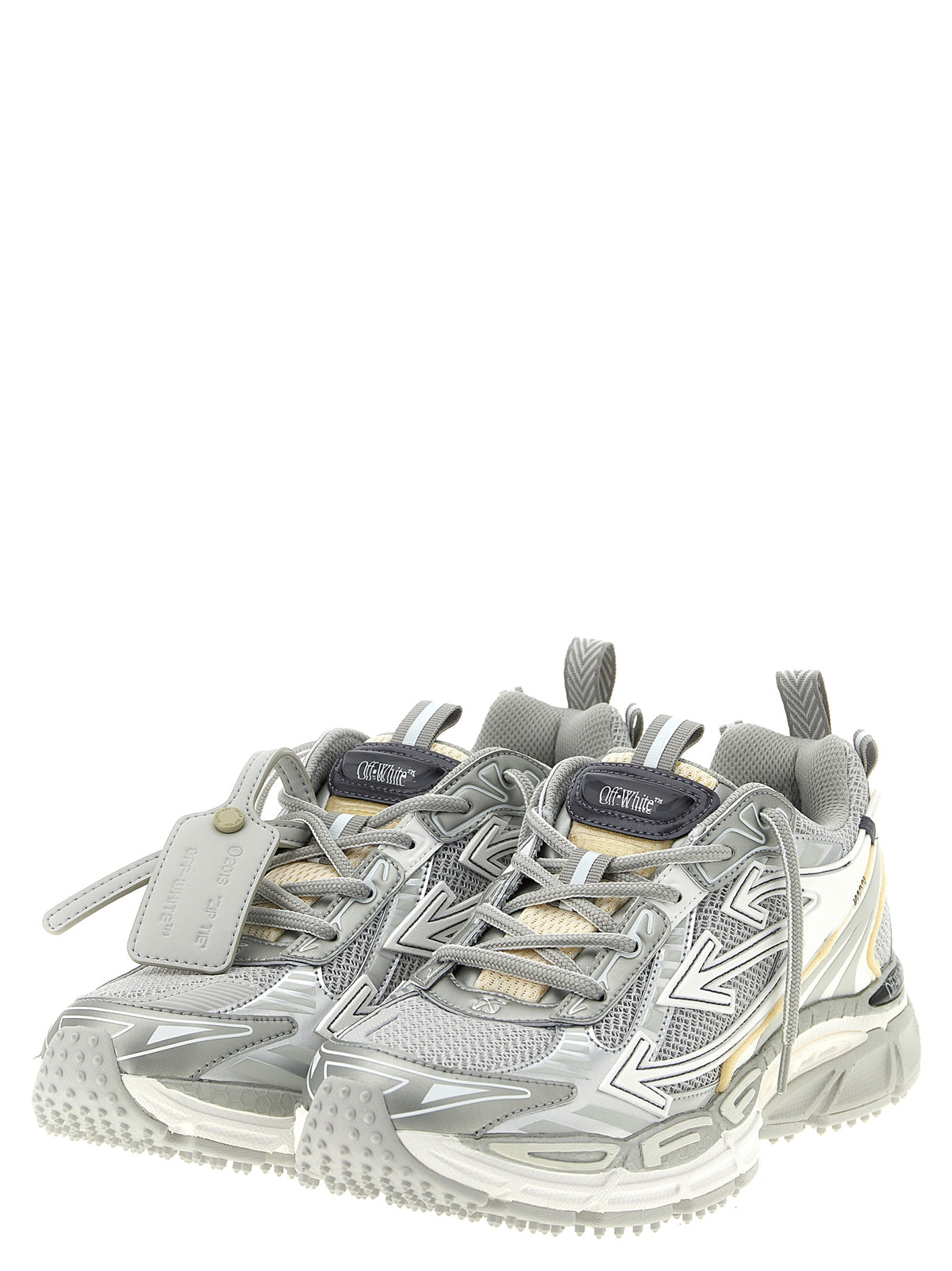 Off-White Silberne Polyester-Sneaker für sportliche Auftritte