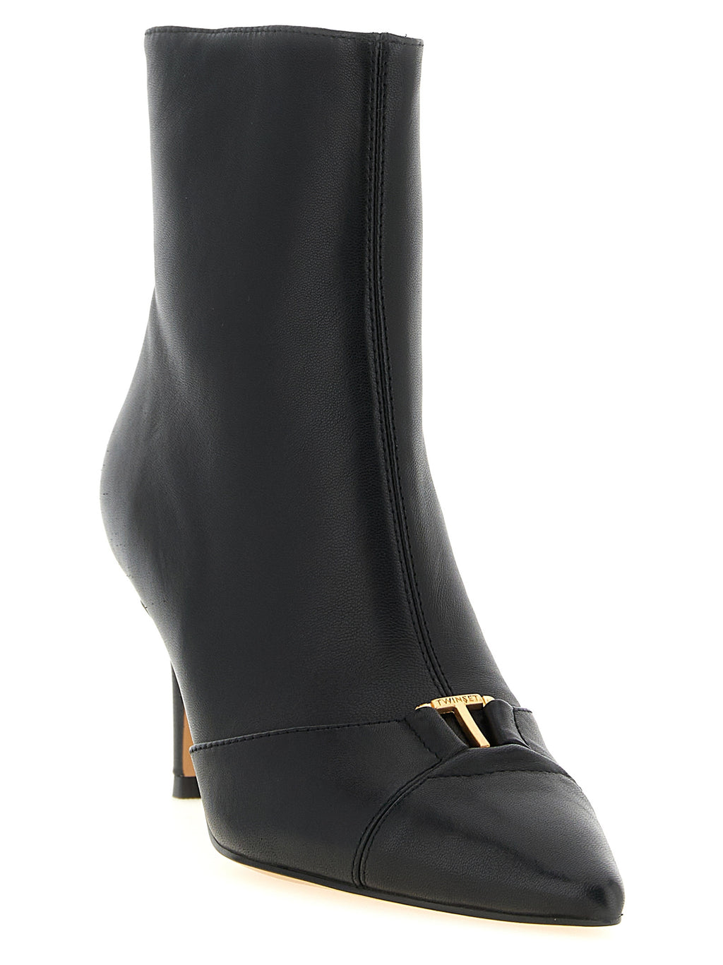 Twinset Schwarze Leder-Stiefeletten