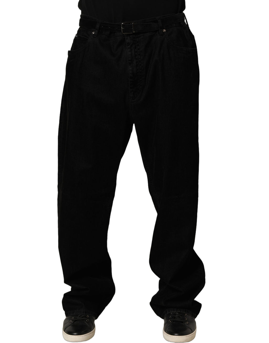Dolce & Gabbana Schwarze Relaxed Wide Leg Herren Jeans aus Baumwolle