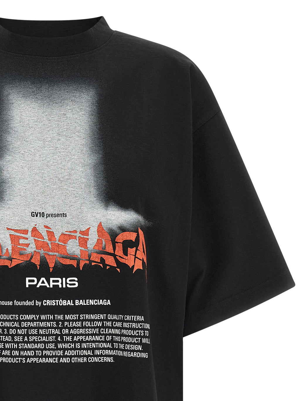 Balenciaga Schwarzes Baumwoll-T-Shirt