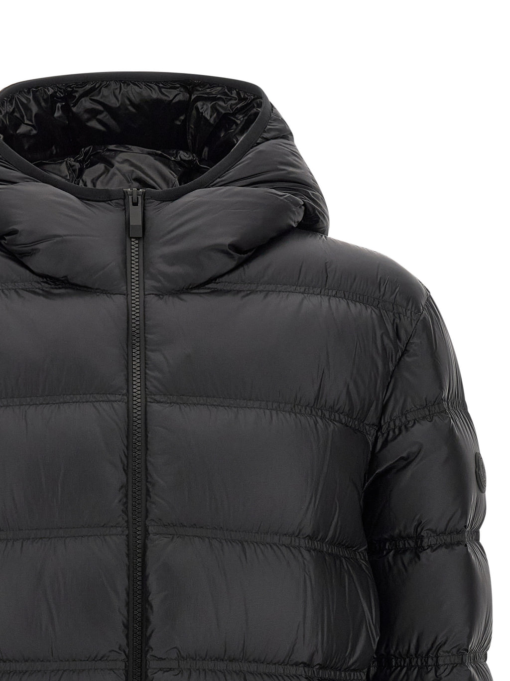 Moncler Schwarze Polyamid-Jacke in voller Länge