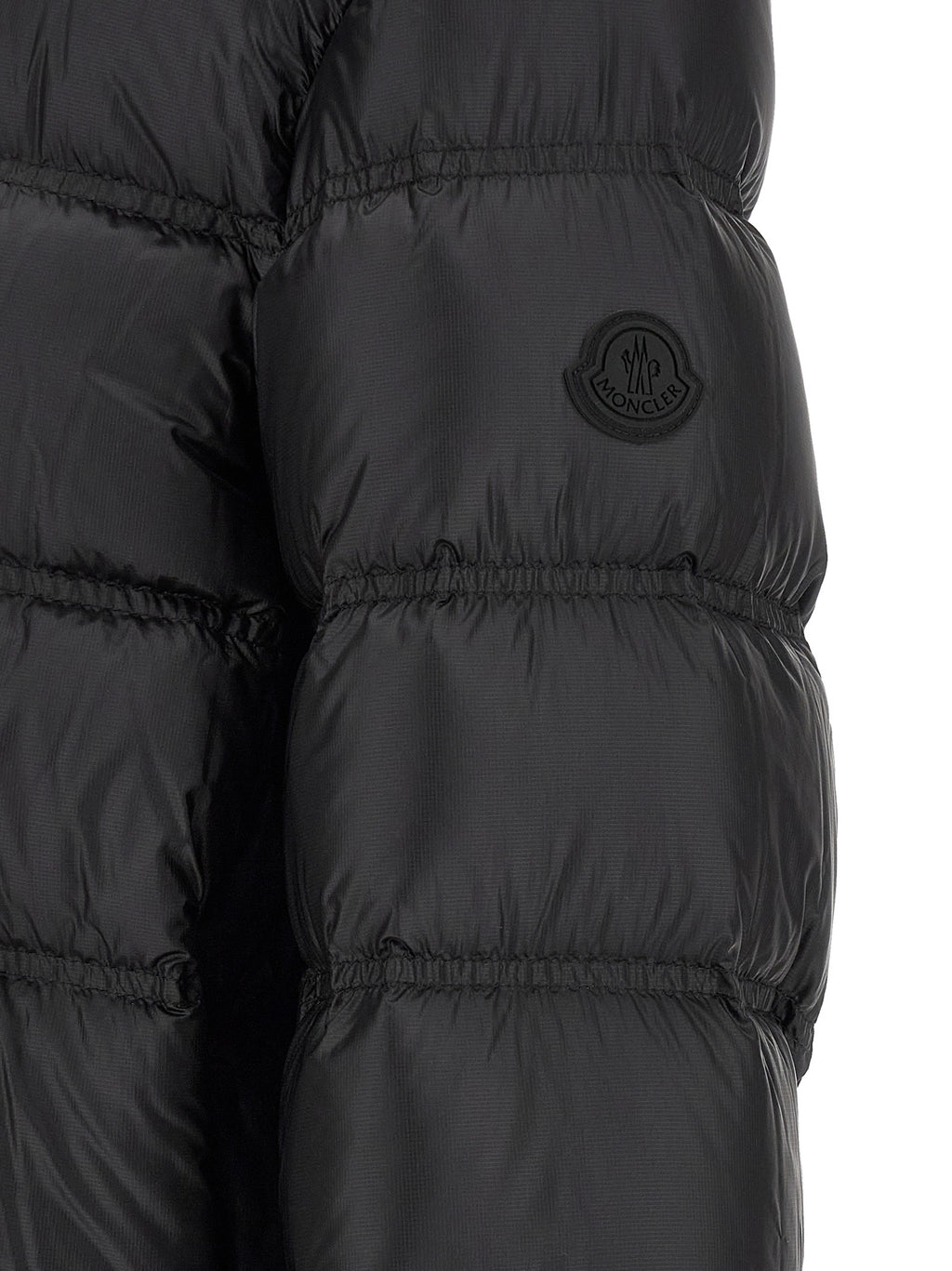 Moncler Schwarze Polyamid-Jacke in voller Länge