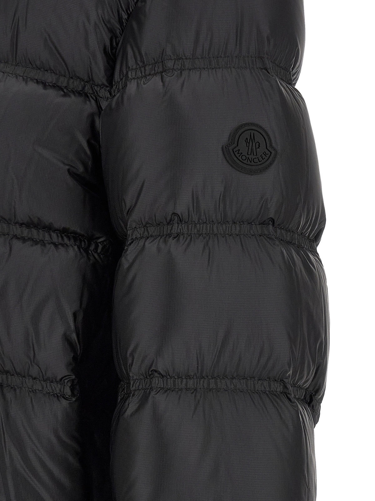 Moncler Schwarze Polyamid-Jacke in voller Länge