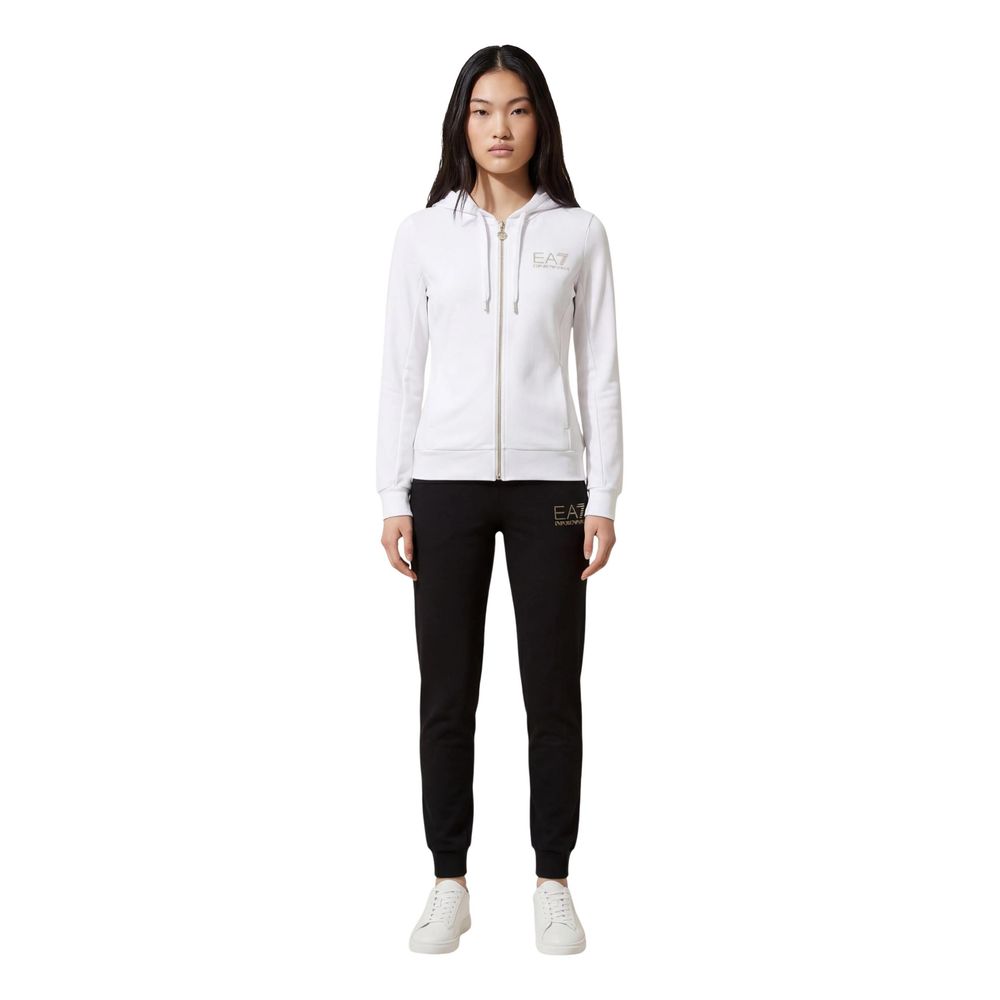 EA7 Emporio Armani Schwarz-Weißes Polyester-Trainingsanzug