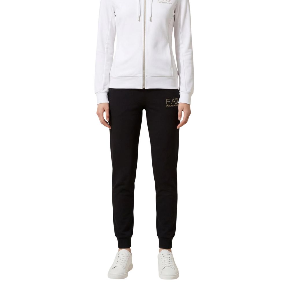 EA7 Emporio Armani Schwarz-Weißes Polyester-Trainingsanzug