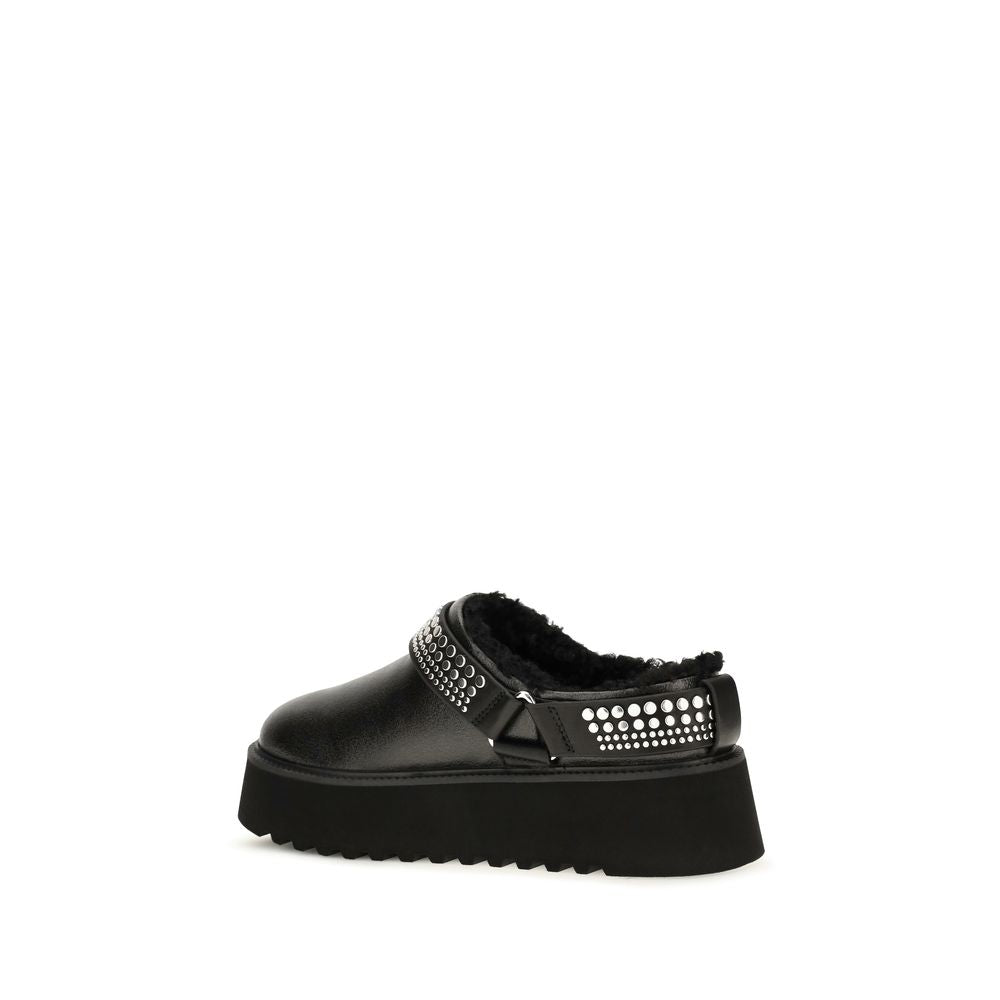 PINKO Schwarze Bos Taurus Kalbsleder Clogs