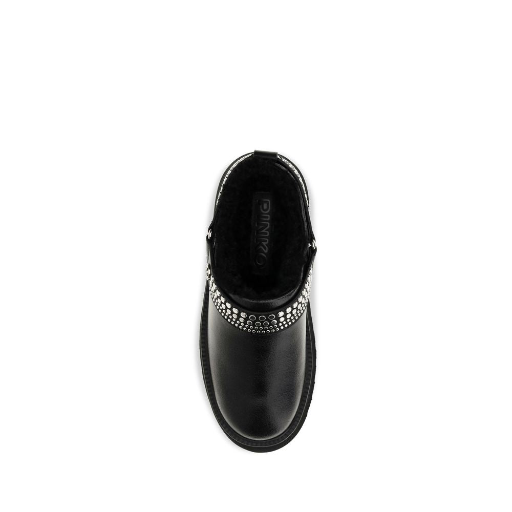PINKO Schwarze Bos Taurus Kalbsleder Clogs