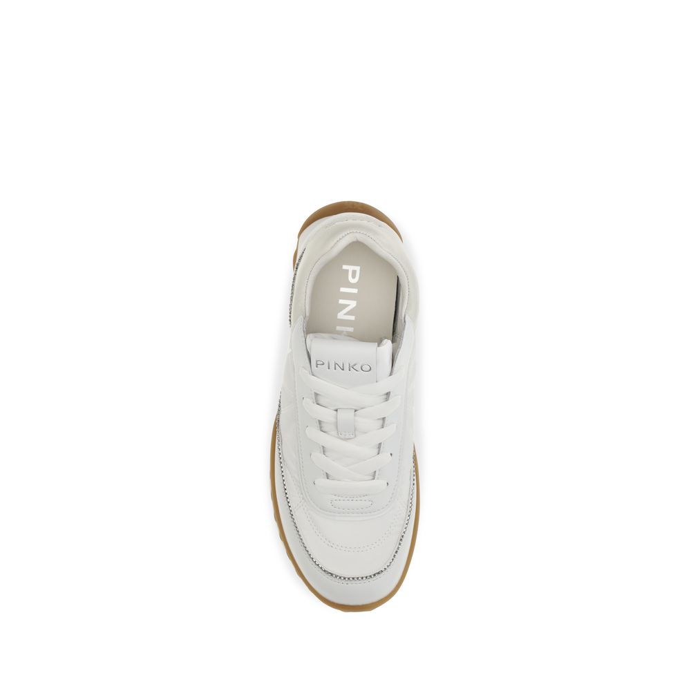PINKO Weiße Stoff-Sneaker mit niedrigem Schaft